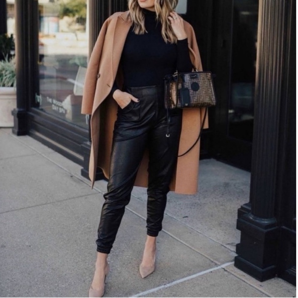 SPANX Black Leather Joggers